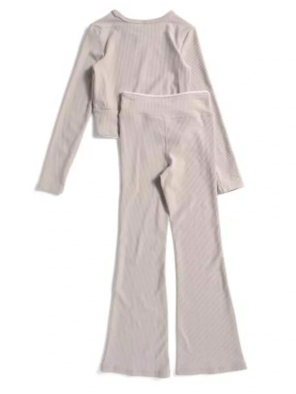 YOGALICIOUS big girls 2pc ribbed crossover long sleeve tee and flare leg pant